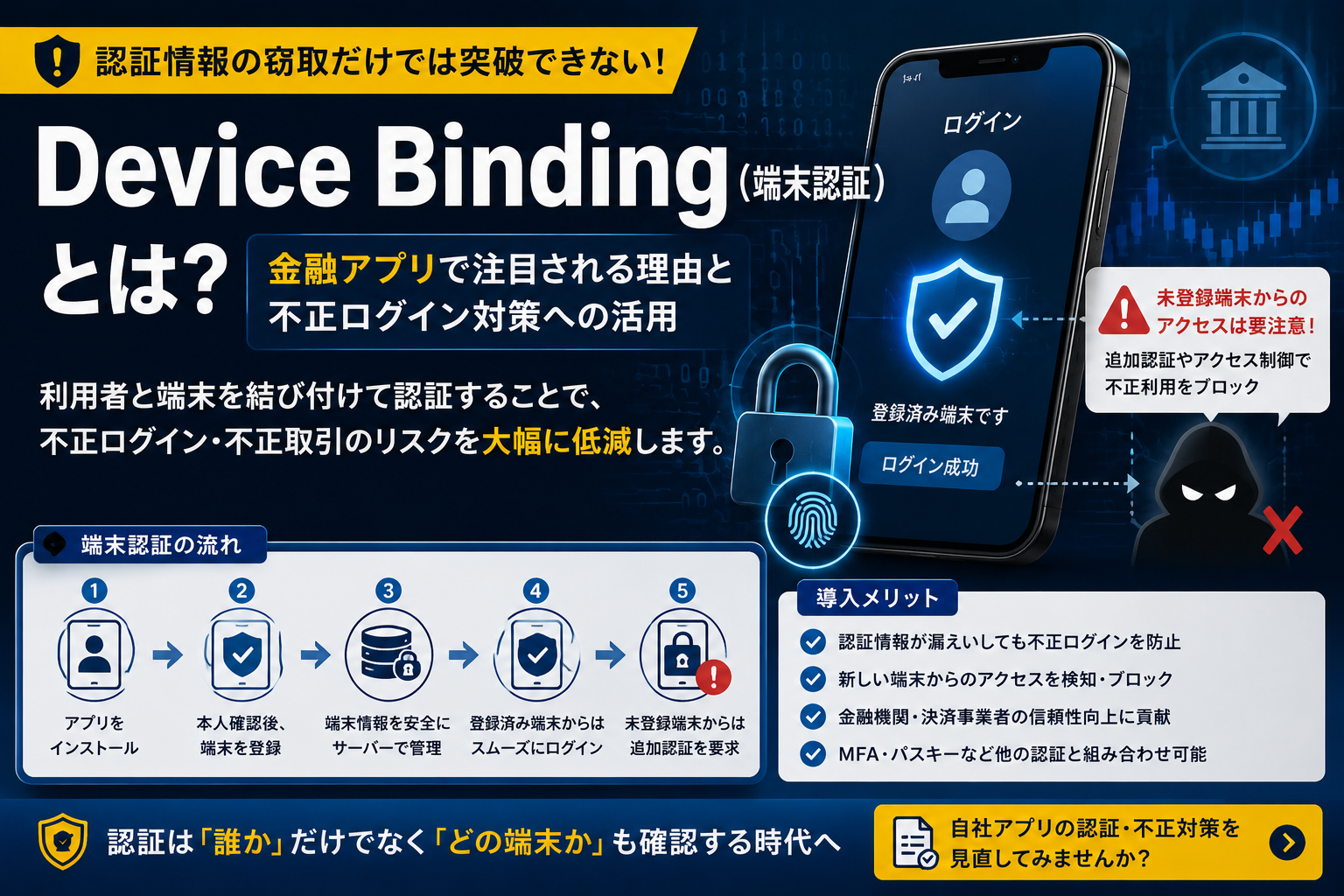 Device Binding（端末認証）とは？金融アプリで注目される理由と不正ログイン対策への活用